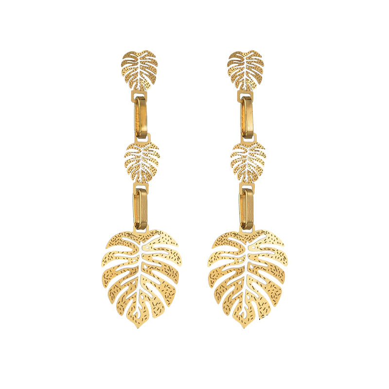 Ohrringe Monstera Blätter Gold